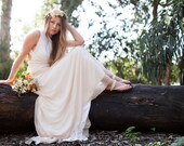 Infinity Dress with Train -Cameo Nude Sheer Octopus Convertible Wrap Gown