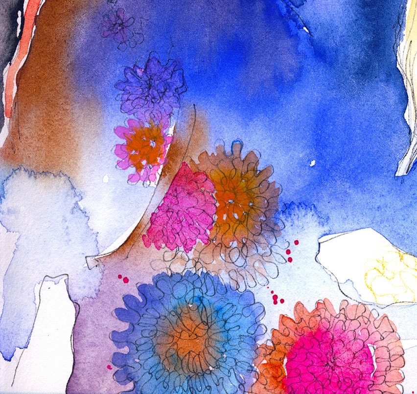 Print of Watercolour Fashion Illustration. 8.5" x 11". Titled: Blue