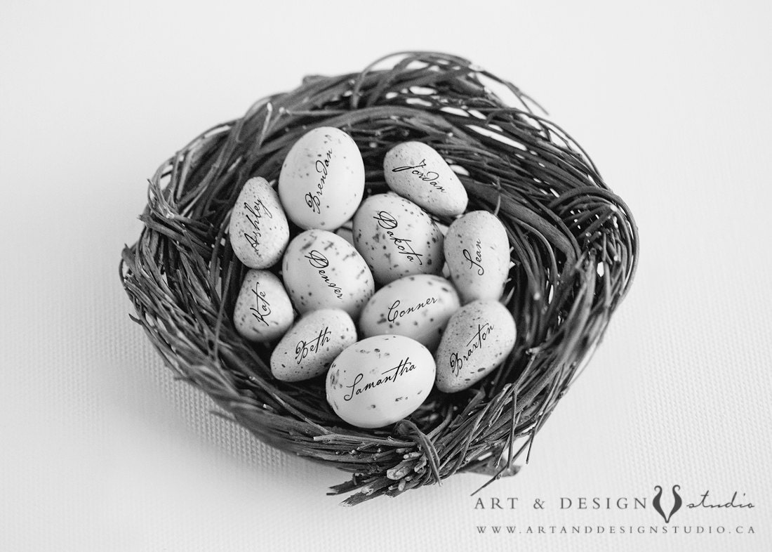 Bird Nest - Personalized Name Art - Gift for Mom, Grandmother, For Her - 8x10 Print
