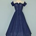 Vintage 1950s Day Dress...Lightweight Semi Sheer Navy Cotton TAILORED JUNIOR Day Dress Medium