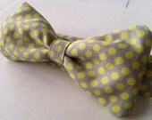 Boy's Yellow and Gray Polka Dot Adjustable Bow Tie