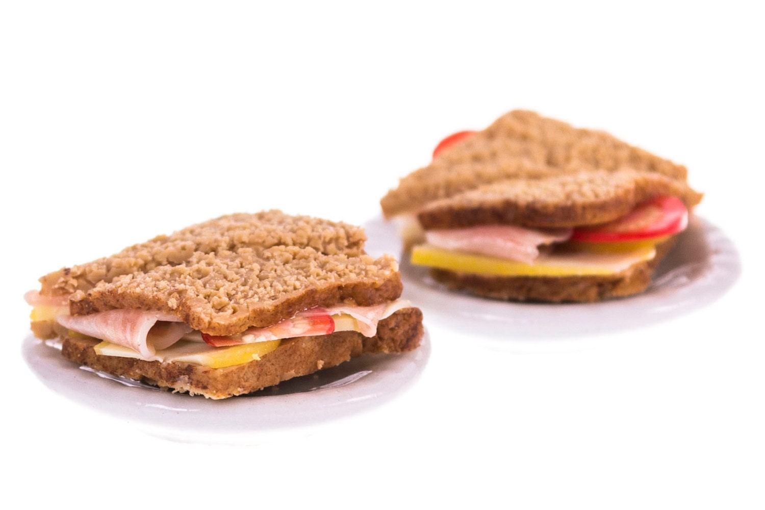 whole wheat ,cheese and ham sandwiches for two miniature food