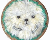 Furry and cute critter called Fergus. tiny original artwork on wood.