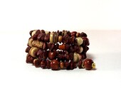 The Browns - Natural Wood Beaded Memory Wire Bracelet