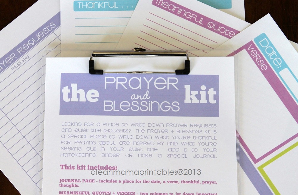 The Prayer and Blessings Kit - brights - 4 documents - INSTANT DOWNLOAD