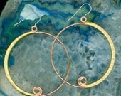 Hoop Earrings Wire Wrapped Copper Brass