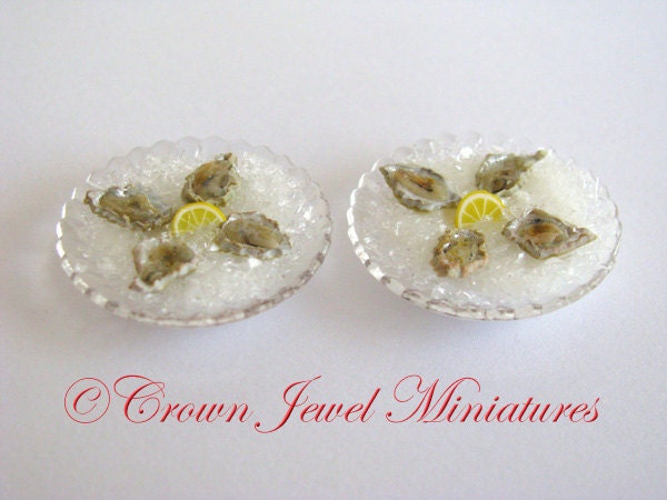 OOAK One (1) Oysters On Half Shell by Crown Jewel Miniatures RESTAURANT COLLECTION