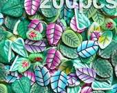Polymer Clay Fimo Cane Leaf Assorted Slices Mix 10designs Mini Flower Decoden Kawaii Nail Art Decoration (200pcs by random) CMX023