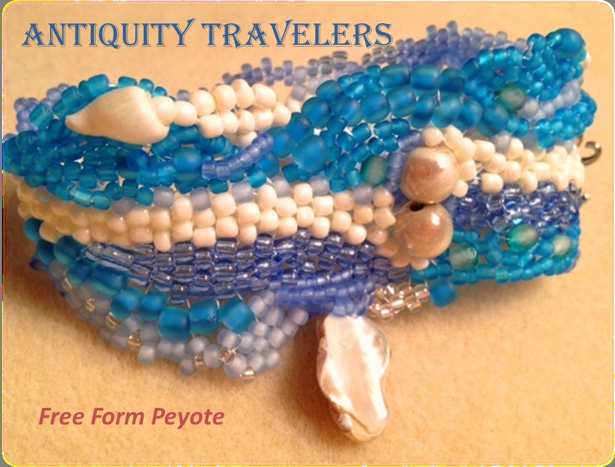 Beaded Cuff Bracelet in Freeform Peyote