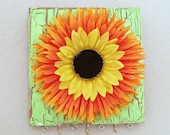 Jewelry organizer - Orange and Yellow sunflower
