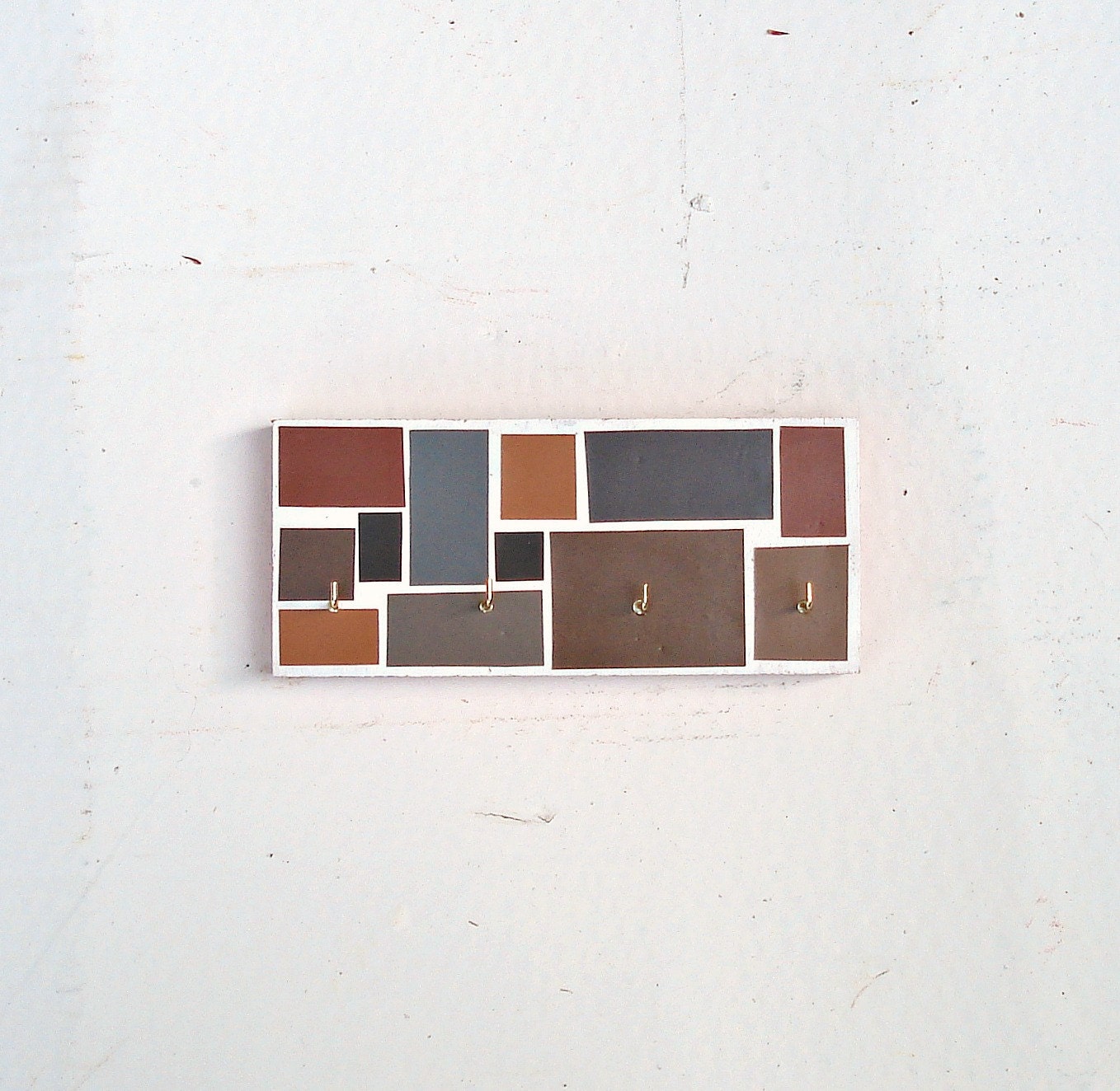Key Hanger in a Brown & Orange Mosaic Pattern - For the man in your life