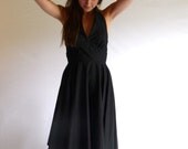 50s Classic Black Marilyn Monroe Estate Halter Dress xs s