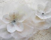 SINGLE Priscilla Flower - 4 inch Sequined Organza Flower Ivory