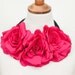 Necklace bib with flowers pink neon fluro, adjustable black ribbon, flower crown, handmade