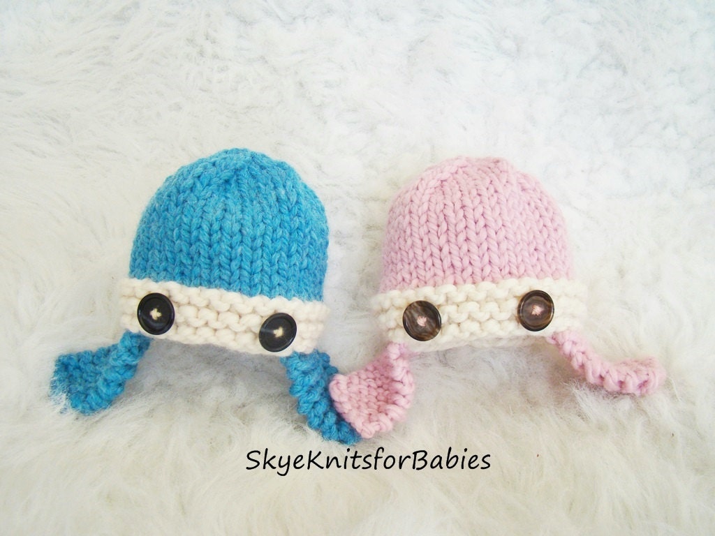 Twin Set Baby Aviator Hats, Wool Blend, Photo Prop, Also Sold Separately