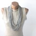Infinity scarf - silver scarf - grey loop scarf - summer fashion - fiber necklace - skinny vegan scarf