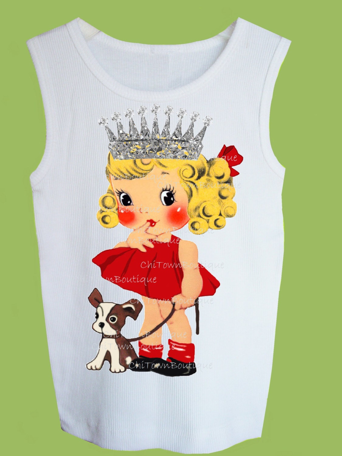 Princess in solid Red Any Hair  color  by ChiTownBoutique.etsy