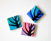 Hand Painted Ceramic Tile Magnets - Trees At Various Times Of The Day set of 3 . S348