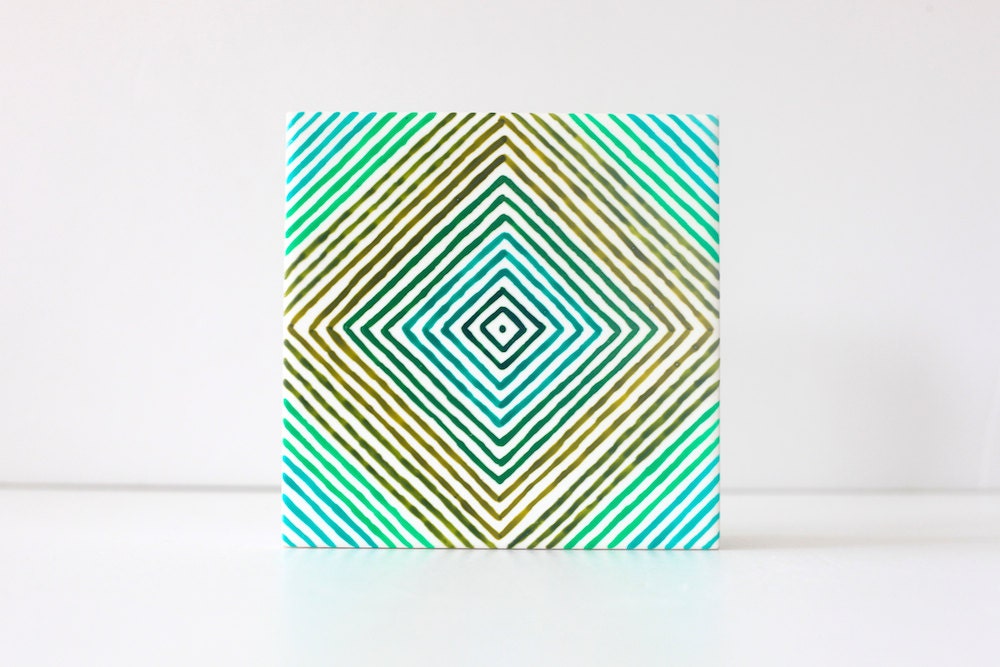 Hand Painted Art Tile . Coasters - Emerald . B82