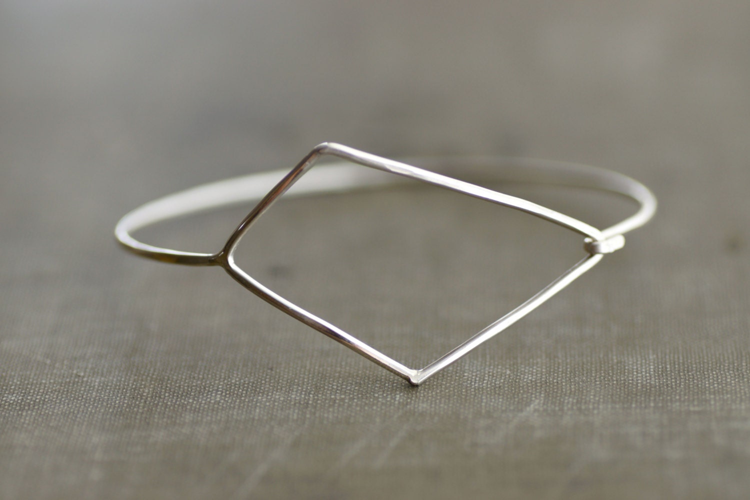 Large Geometric Hook Bangle - Sterling Silver