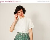 30% OFF - 1950s Blouse - 50s Cotton Blouse - Little Bit of Lace