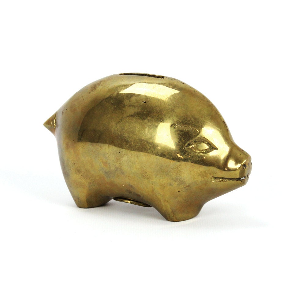 vintage brass piggy bank