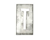 vintage x-large zinc stencil letter - T