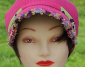 Designer Ladies Shabby Hot Pink Newsboy Style Hat