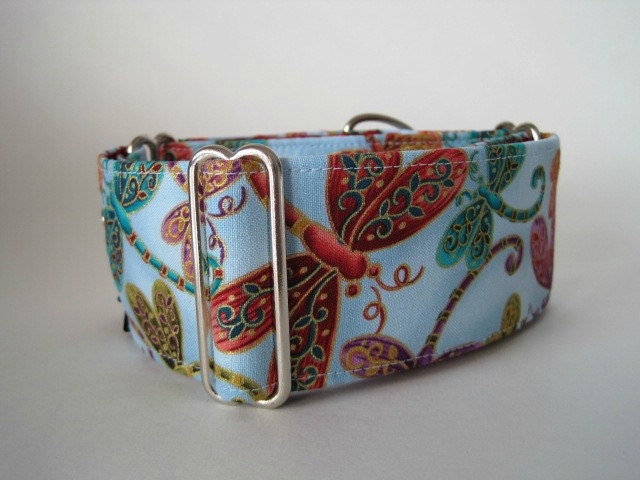 Dragonfly Martingale Collar, Dragonflies, Dragonfly Dog Collar, Teal, Blue, Purple, Wine, Greyhound Collar, Dog Collar, Custom