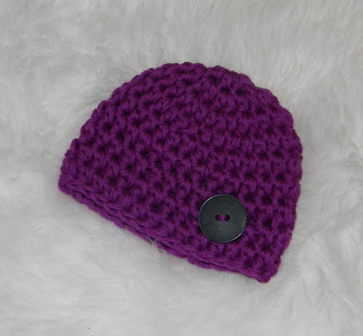 Chunky Button Beanie in Magenta  Baby Hat Photo Prop Newborn Ready to Ship