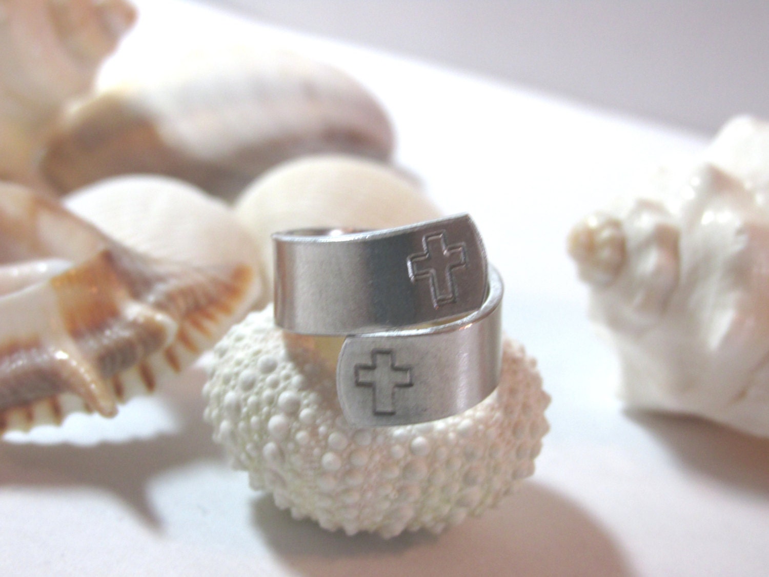 Faith Stamped Adjustable Wrap Pinky Ring Stock Number Ring 515X