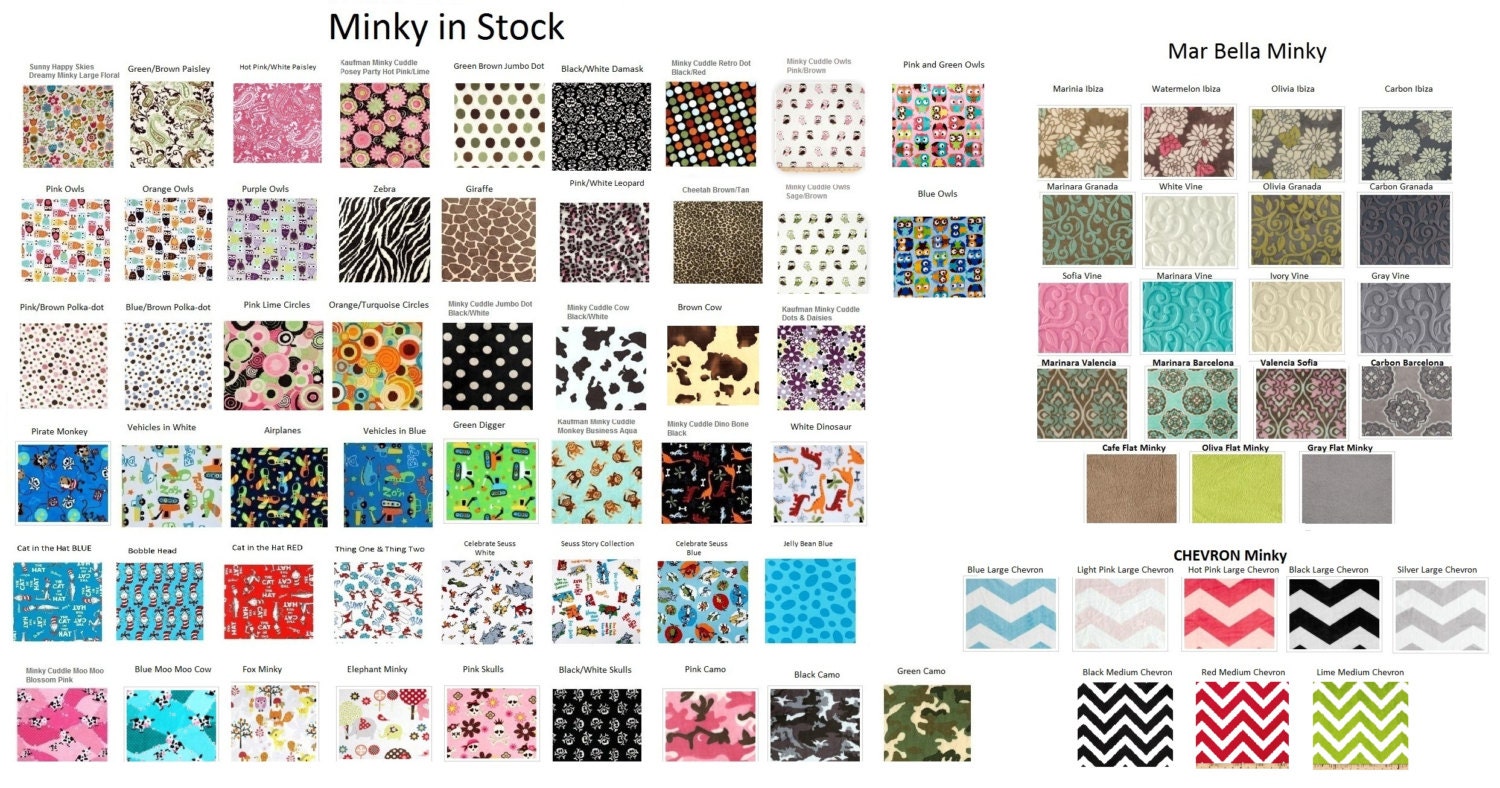 Minky and Cotton Fabric Available in My Shop- Swatch- Ships in 1-3 Days