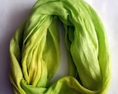 Hand Dyed Linen Scarf - Green Spring Scarf - Spring Fashion - Green Linen Shawl - lyralyra