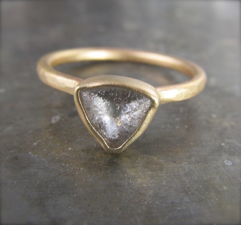 One of a Kind Silvery White Rough Diamond Maccle in Recycled 14k Gold - .82 carats