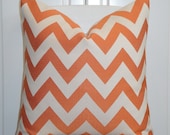 HGTV Home - Decorative Pillow Cover - 20 x 20 or 18 x 18 - Accent Pillow - Throw Pillow - Zig Zag - Chevron In Papaya - Orange