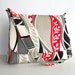 Womens Messsenger Bag / Handmade Fabric Purse - Red, Black, Gray and White Modern