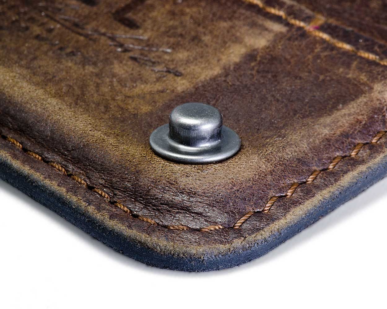RETROMODERN aged leather iPhone wallet - - DARK BROWN
