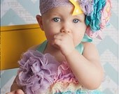 Pastel Rainbow Ruffle Cake Headband for First birthday, Easter or photo prop