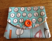 Little Wallet gift card, credit card, business card holder with a vintage orange button Type fabric line