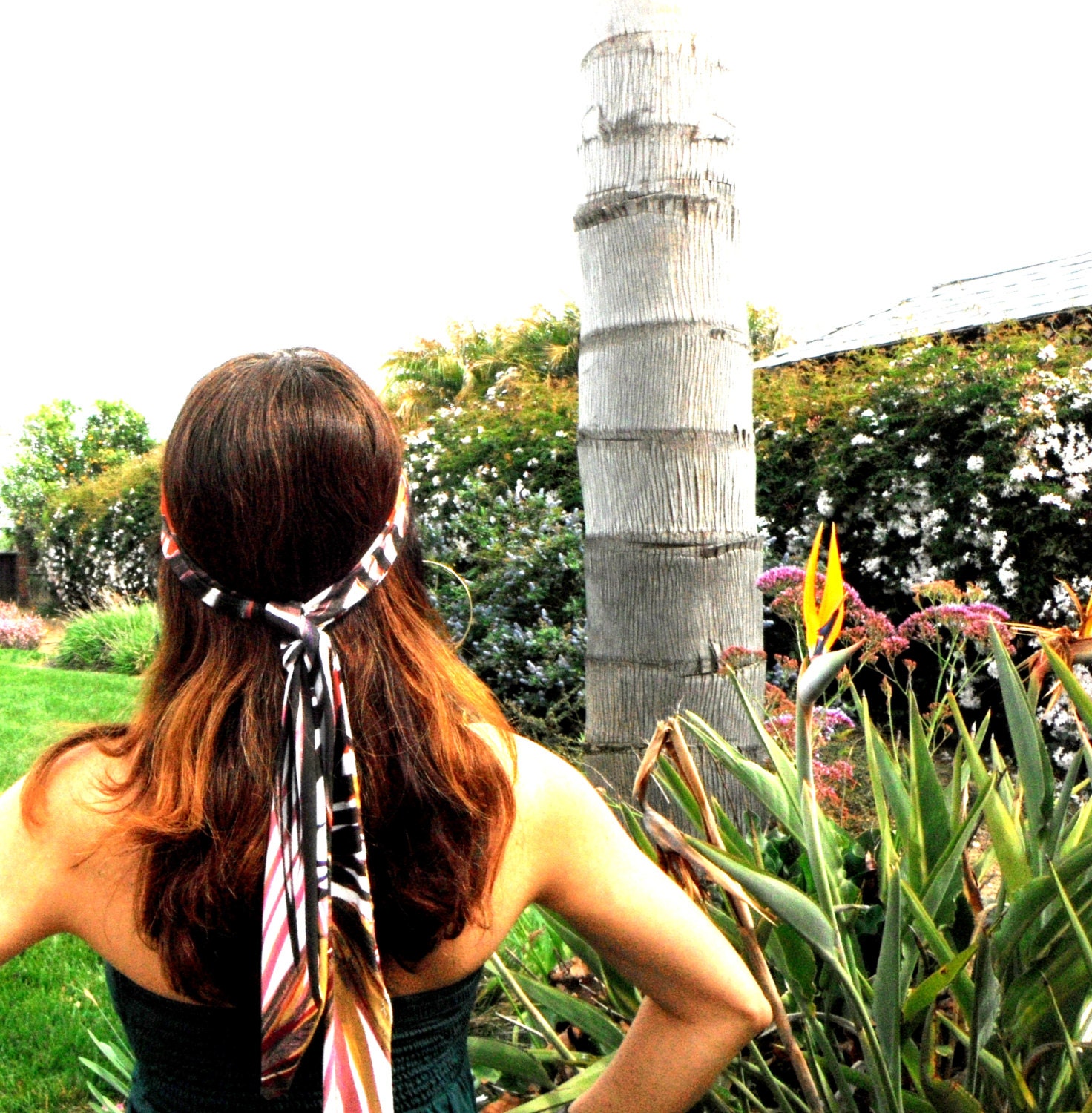 Gypsy Head Band Womens Scarf Big Bow Tie Bohemian Headband Head Scarf  Hippie Teen Hair Accessory by Freckles California