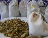 Chamomile herbal bath teas in REUSABLE drawstring pouches, set of 3