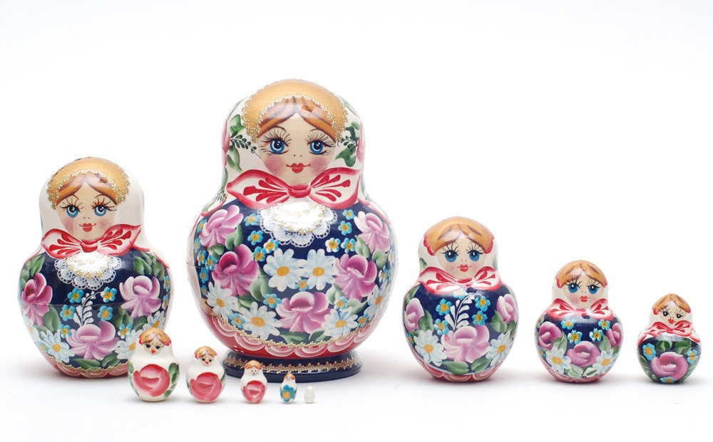 10 Authentic Russian  Nesting dolls Matryoshka, free shipping