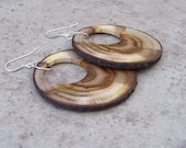 Rustic Wood Earring, Mulberry Tree Branch Wooden Hoop Earring And Sterling Silver Ear Wares  - Great Gift For Her - 806
