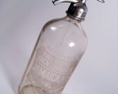 Seltzer Bottle NEW YORK Tri-Boro NYC 30s 40s Clear Glass