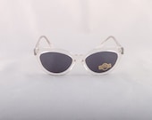 Vintage 80s Clear 50s 60s Mod Cat Eye Sunglasses