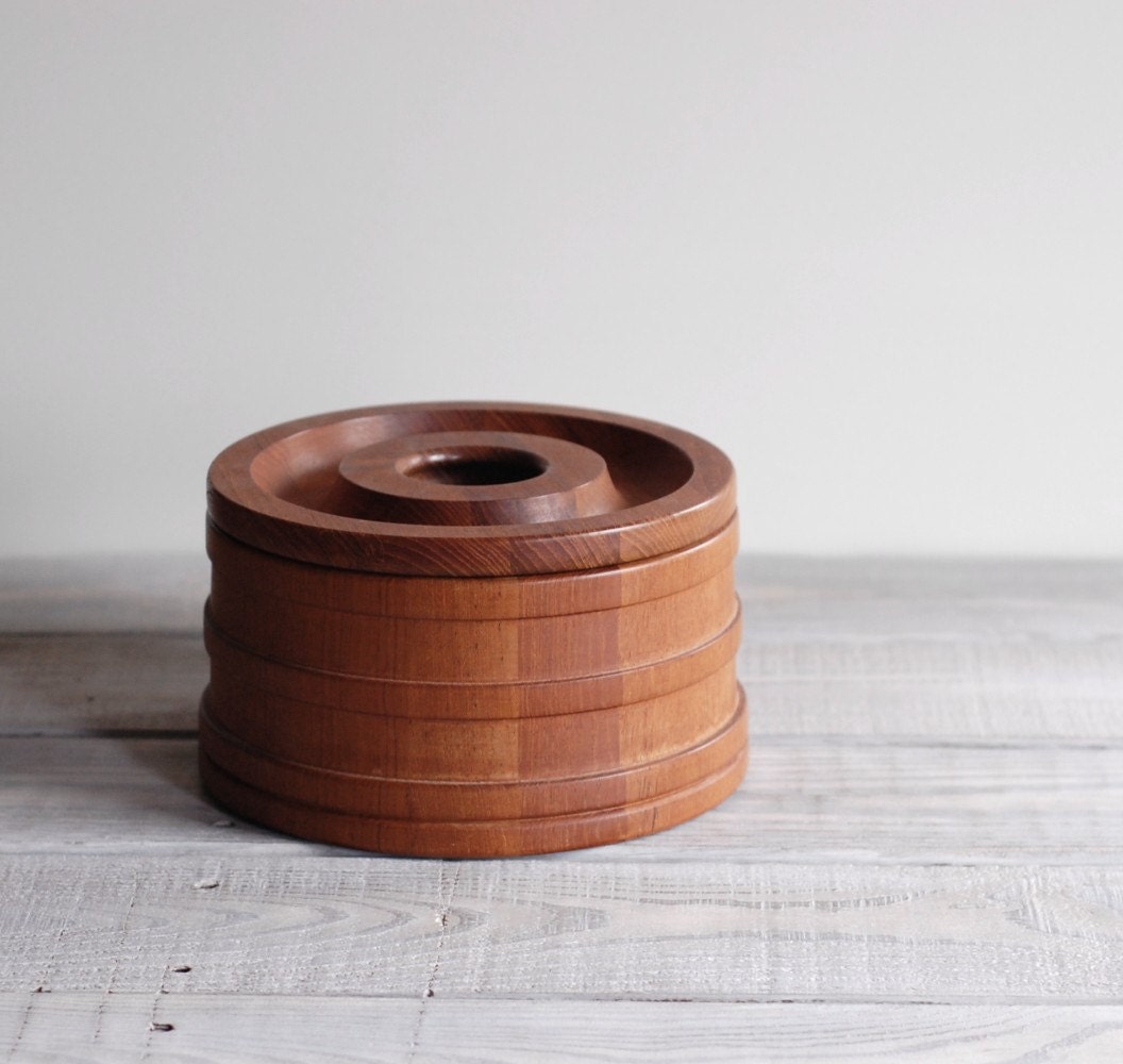 Dansk Staved Teak Ice Bucket / Jens Quistgaard IHQ Made in Denmark / Mid Century