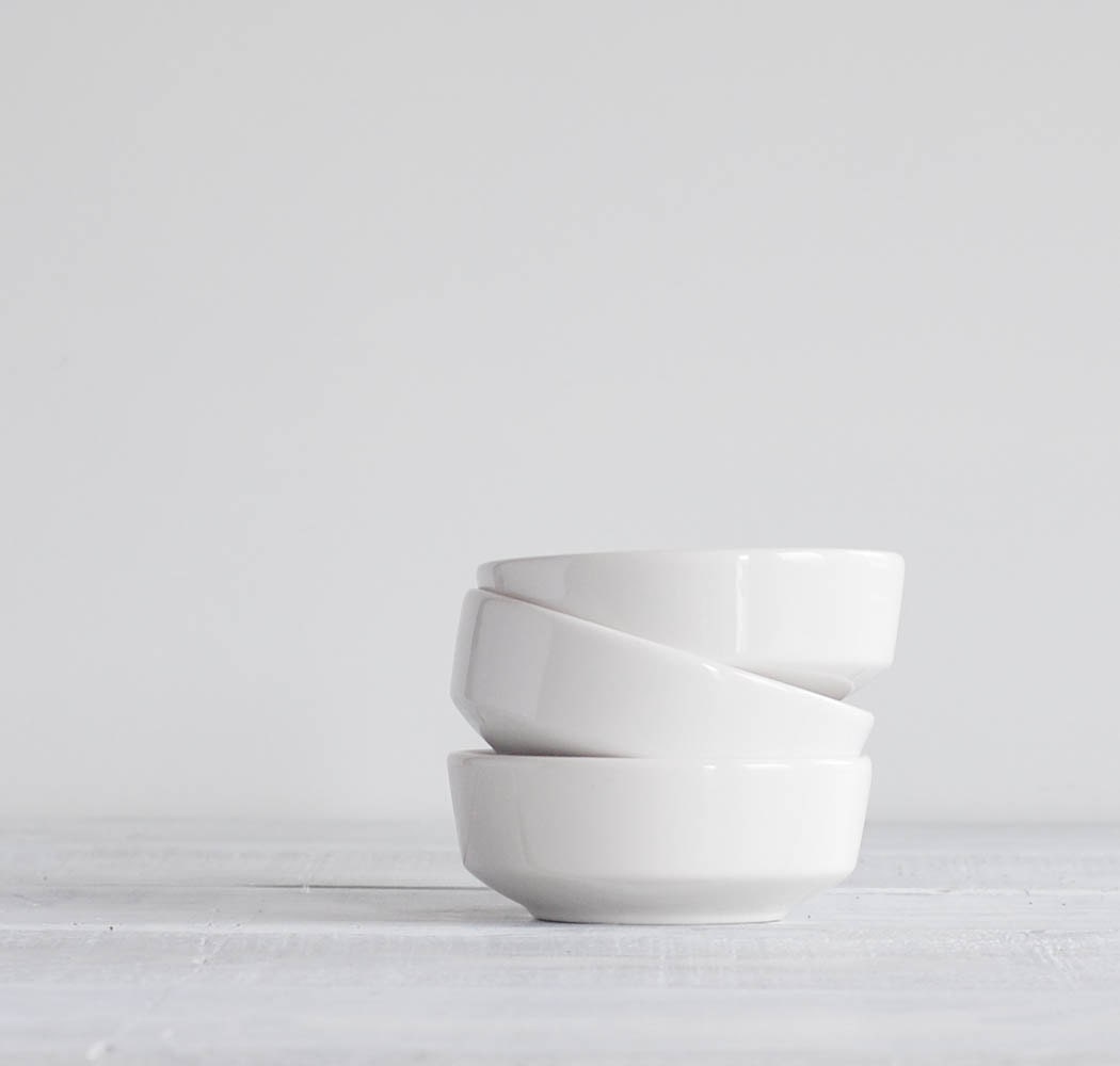 White Restaurantware Ironstone Cereal Bowls / Buffalo China / Set of Three