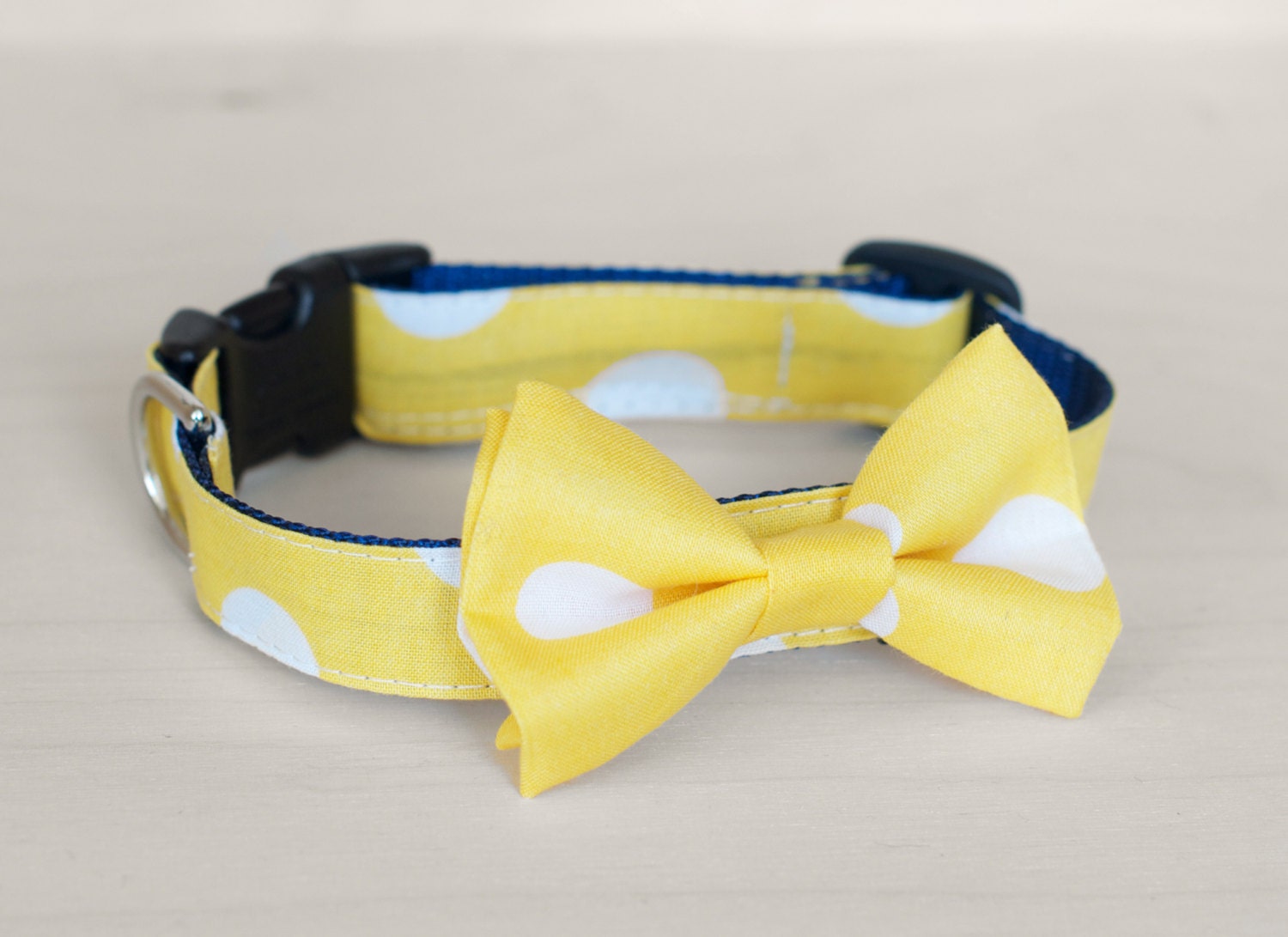 Yellow Dot Dog Bow Tie Collar