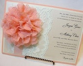 CASSANDRA-5 Lace Wedding Invitation, Invite, Vintage, Shabby Chic, Couture, Elegant