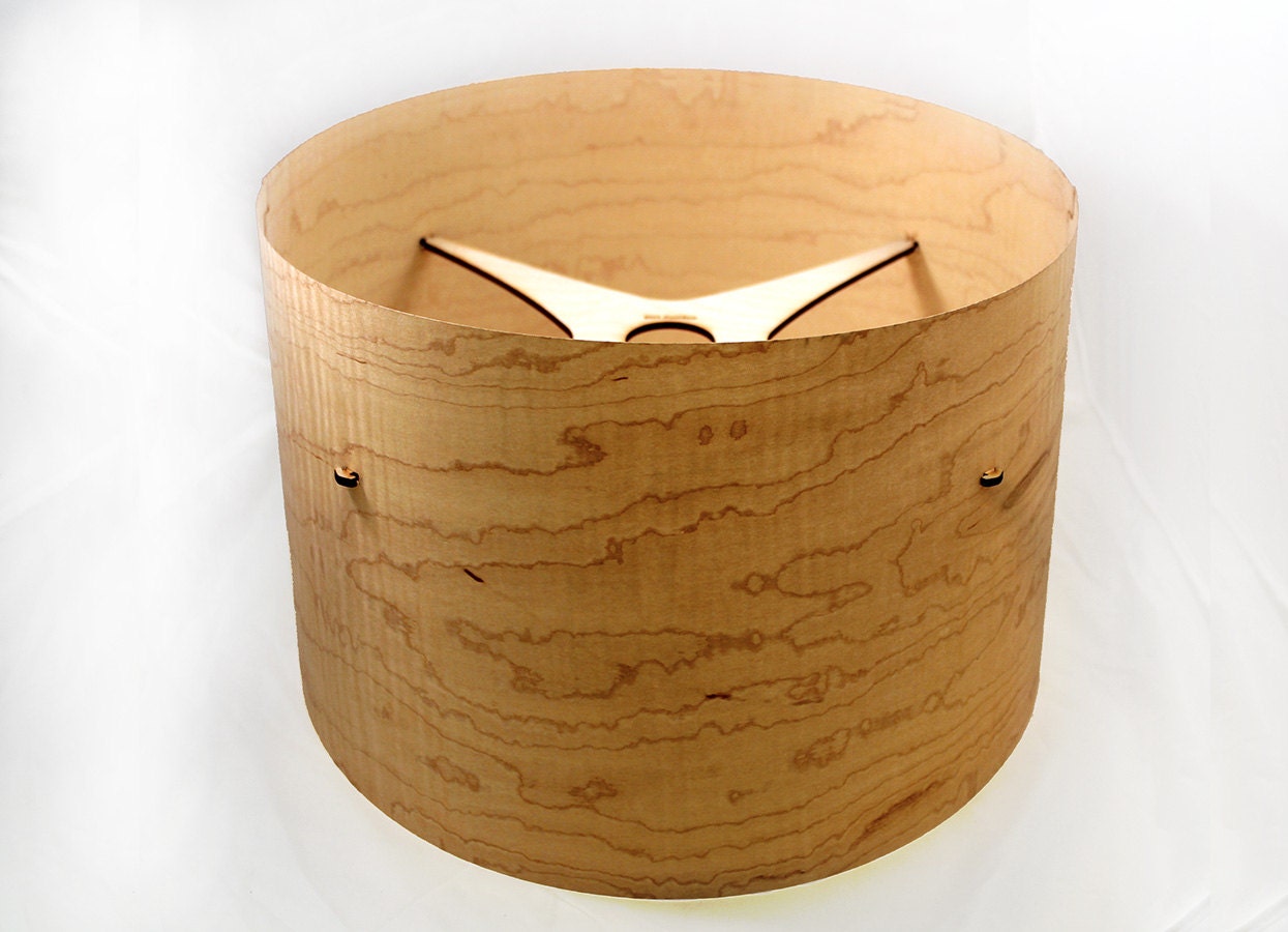 LARGE 14" Real Wood Veneer Hanging Pendant Lamp  -  Modern Lighting Lampshade
